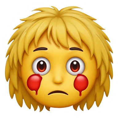 yellow emoji with big red eyes, looks like it hasn't slept for 2 days, tired, messy, dark circles under eyes sticker
