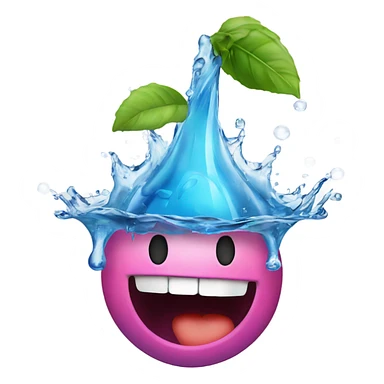 Person sticking tounge out with water splash fruit sticker