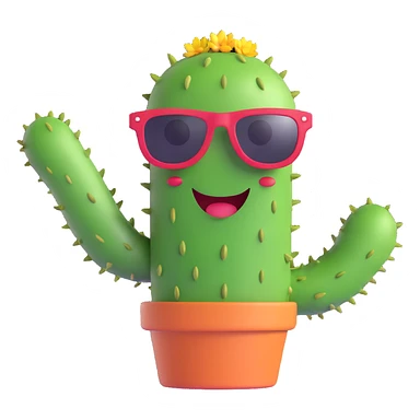 cheerful cactus with sunglasses waving arm sticker