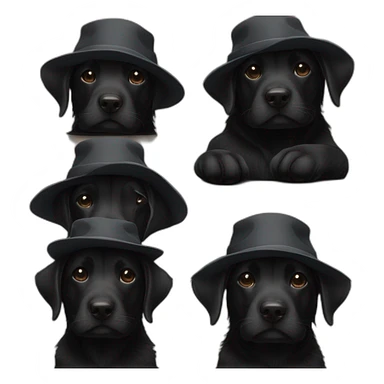 black dog-in-a-hat-sleeps sticker