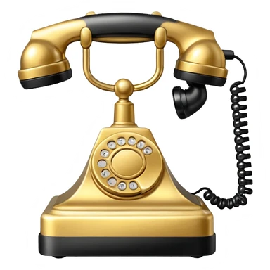 One single Gold and black phone icon, png, no background, no border sticker