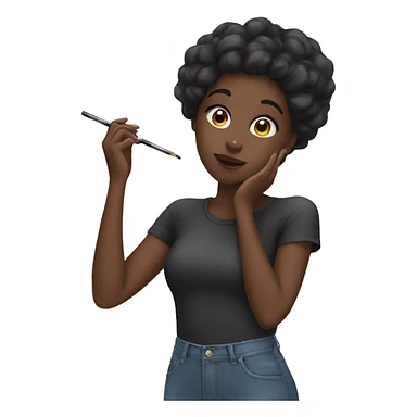Black girl doing makeu sticker