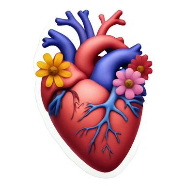 Anatomical hart with flowers sticker