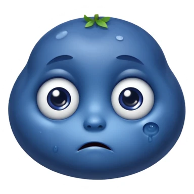 Realistic blueberry with a face sad and hungry with large watery eyes sticker
