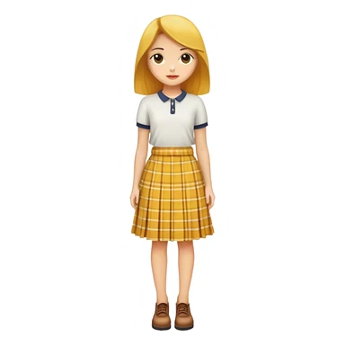 A medium size mustard yellow skirt with a subtle checkered pattern, trendy and casual.
 sticker