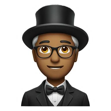 indian with glasses and top hat sticker