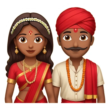 indian woman in saree and indian man in dhoti holding garlandrs sticker