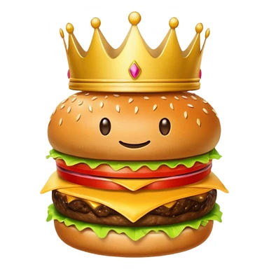 Emoji burger yang ada mahkotanya  sticker