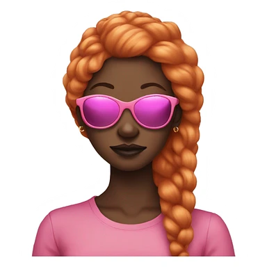 Dark skinned Lady wearing pink sunglasses, long ginger hair, smoking, sticker