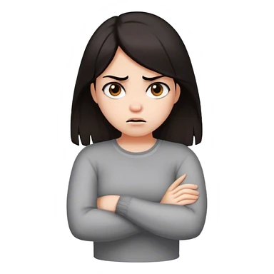 girl dark hair crossing arms mad sticker