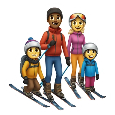 Dad mom and brothers skiing sticker