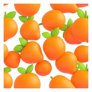 shiny orange fruit, 3D style, highly reflective, isolated sticker