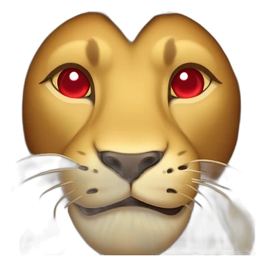 Lion smiling face with red hearts instead of eyes sticker