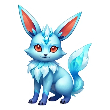 Shiny Exotic Tropical Colorful Neon-colored Glittery Ethereal Sparkly Glaceon-Amaura-Aurorus-Fakémon-hybrid-creature (full body)  sticker
