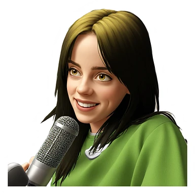 smiling girl with microphone sticker