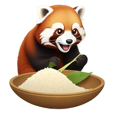 Red panda eating rice with 🥢 sticker