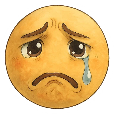 sad crying emoji, expressive face, single tear sticker