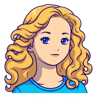 beautiful girl with long curly blonde hair, blue eyes, long eyelashes sticker