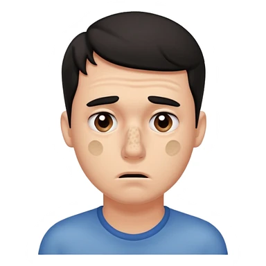 a worried guy with nose full of black heads sticker