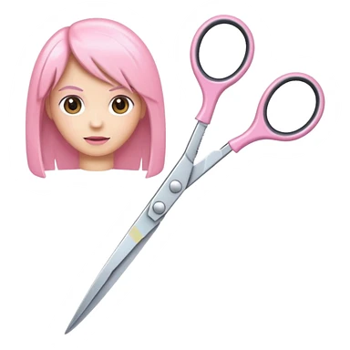 hairdressing scissors with pastel pink handles and shiny metal blades, iOS Apple emoji style sticker