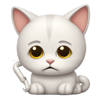 Sad cat with phone sticker