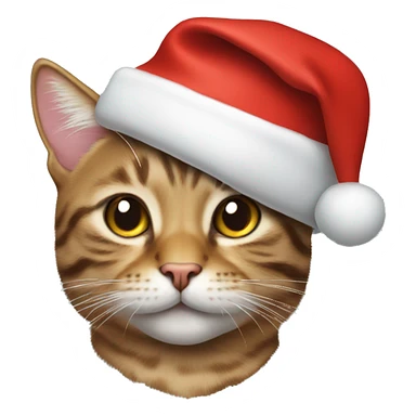 Tabby cat with Christmas hat sticker