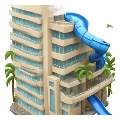 Hotel with a water slide through the roof sticker