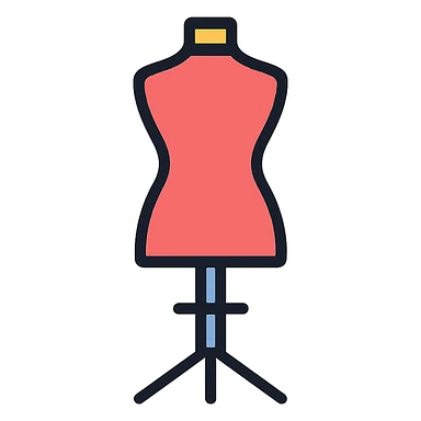 needle and thread, tailor's dummy, stylized dress form, suitable for a business presentation sticker