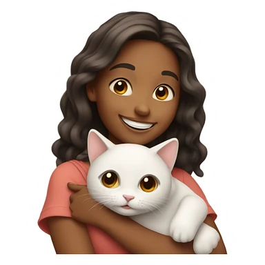 happy girl holding a cat sticker