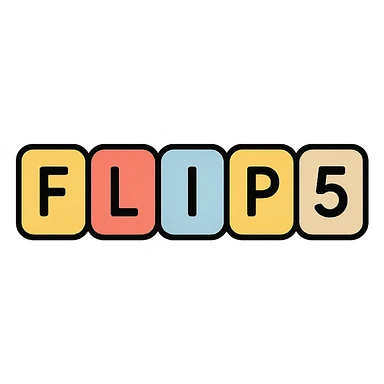 minimalist logo flip5 with each letter in a separate rounded corner box, boxes look like slides, clean lines, modern style, neutral colors sticker