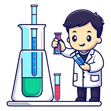 scientist comparing two test tubes labeled A and B sticker