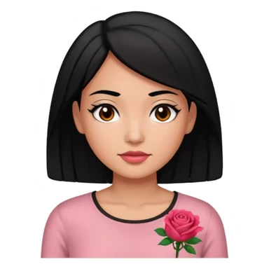 Black hair woman wearing rose top sticker