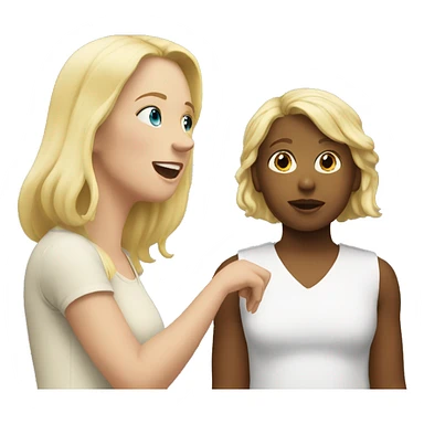 blonde women talking with blonde child  sticker