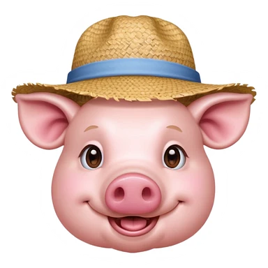 Farmer Pig – pink pig wearing straw hat and smiling sticker