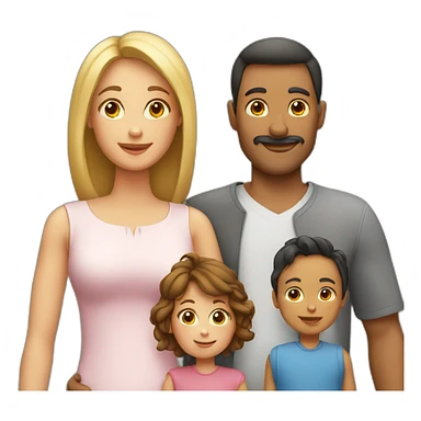 Family with 4, father, mother, Big boy, small girl sticker