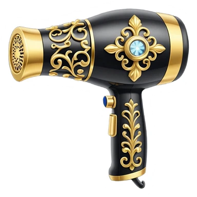 black blow dryer covered in jewelry sticker