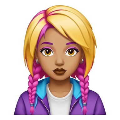 female rapper with colorful hair sticker