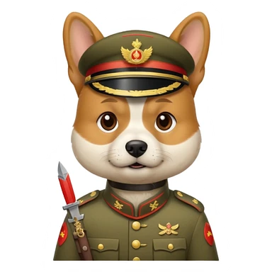 dog chinese soldider with small knife sticker