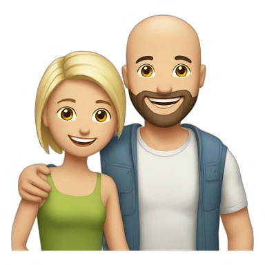 Happy-secret-couple-bald-guy-with-beard-with-boy-haircut-girl-hugging sticker