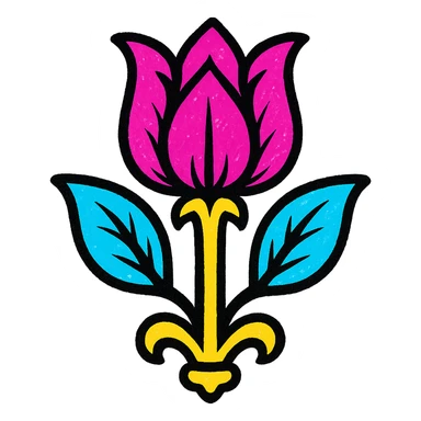 gothic flower, pop colors style sticker