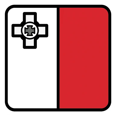 Malta flag, white and red vertical split, George Cross in the upper left, modern icon style sticker