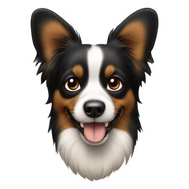 Perro papillon negro y marrón con la lengua fuera sticker