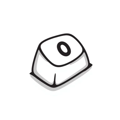 Number 0 keycap, keyboard button with the digit zero sticker