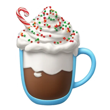 Mug of hot coco with whip cream and Christmas sprinkles sticker