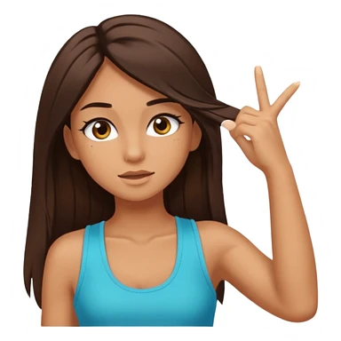 tan girl with long dark brown hair brown eyes with long lashes and her dabbing sticker