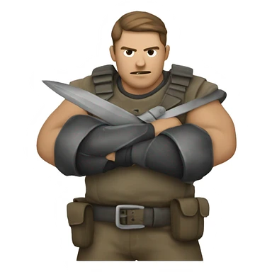 Homme en levant une mains en lair en tenue de combat  sticker