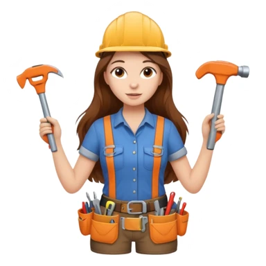 beautiful girl with long brown hair constructing new bedroom sticker