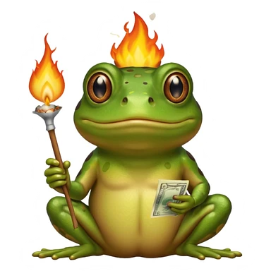 bufo frog setting money on fire sticker