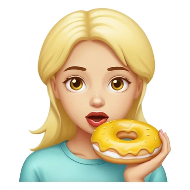 Girl drooling over a lemon doughnut sticker
