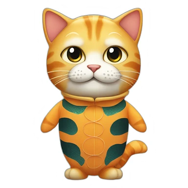 cat wearing fish costume sticker